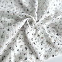 Double gaze de coton BIO blanc motif exclusif Grey Tissus issus de l'agriculture biologique  - 1