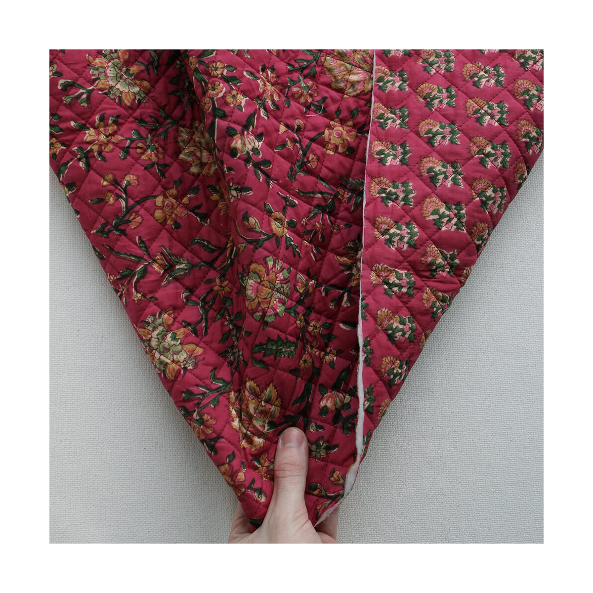 Sharmila - Tissu indien matelassé double face coton hand block largeur 100cm