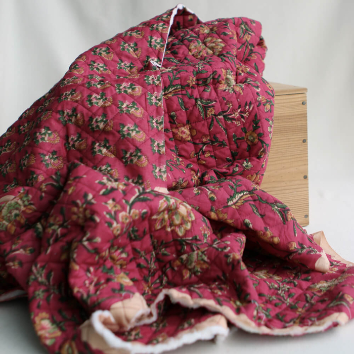 Sharmila - Tissu indien matelassé double face coton hand block largeur 100cm