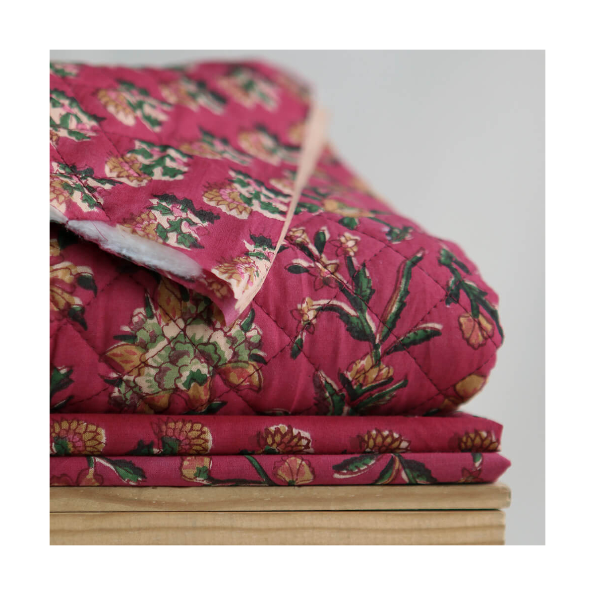 Sharmila - Tissu indien matelassé double face coton hand block largeur 100cm