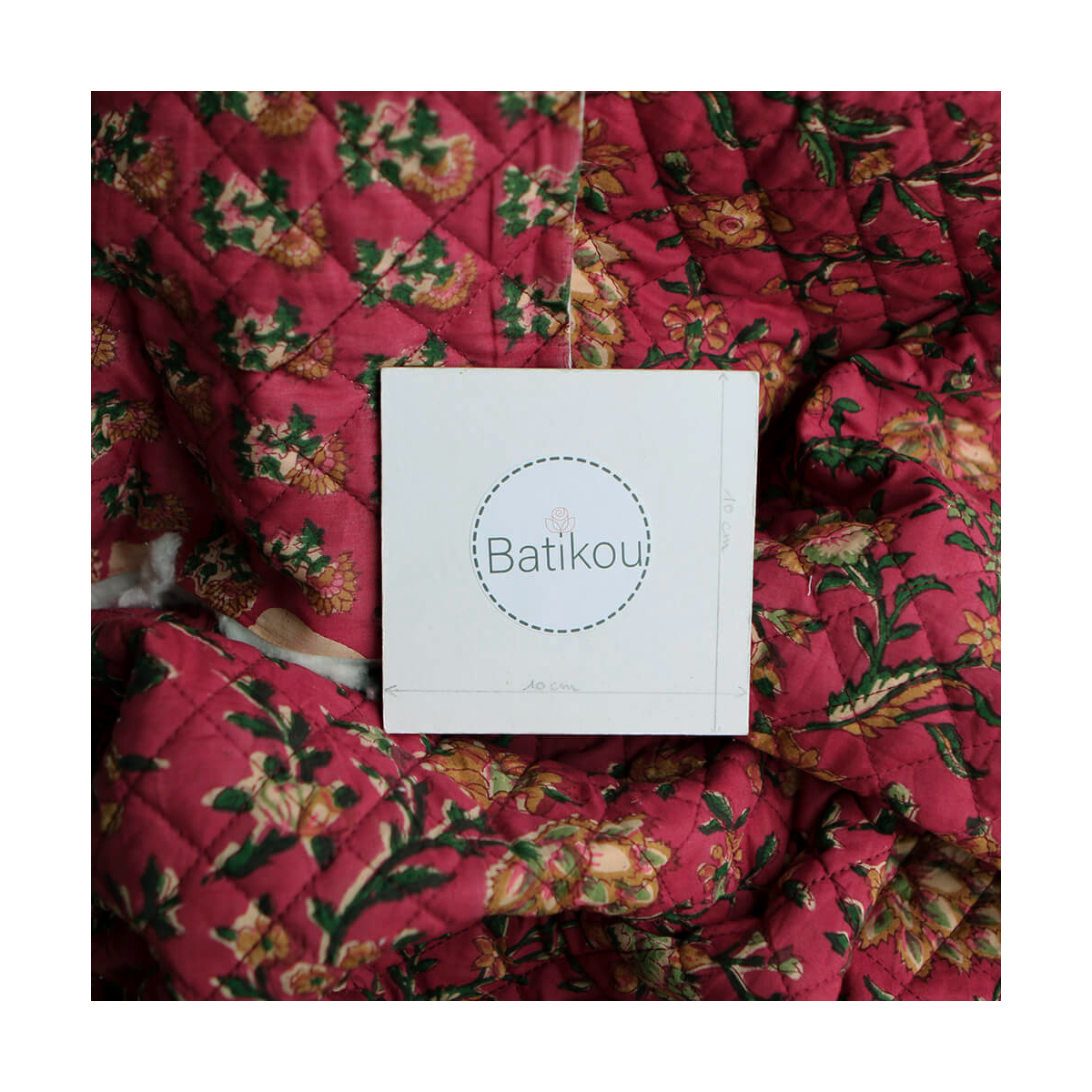 Tissu indien coton hand block print traditionnel Sharmila rose magenta