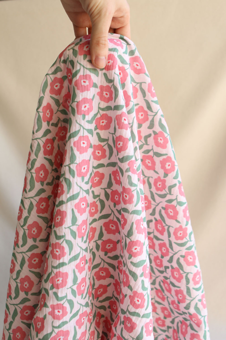 Storia - Double gaze de coton fond écru motif fleuri