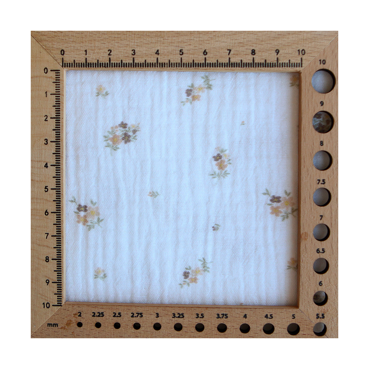 Laure - Double gaze coton BIO Exclusif blanc motif fleuri nature