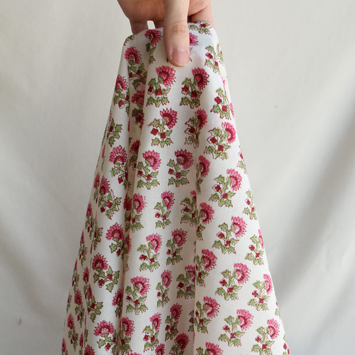 Jamila B - Tissu indien en coton imprimé main Hand Block