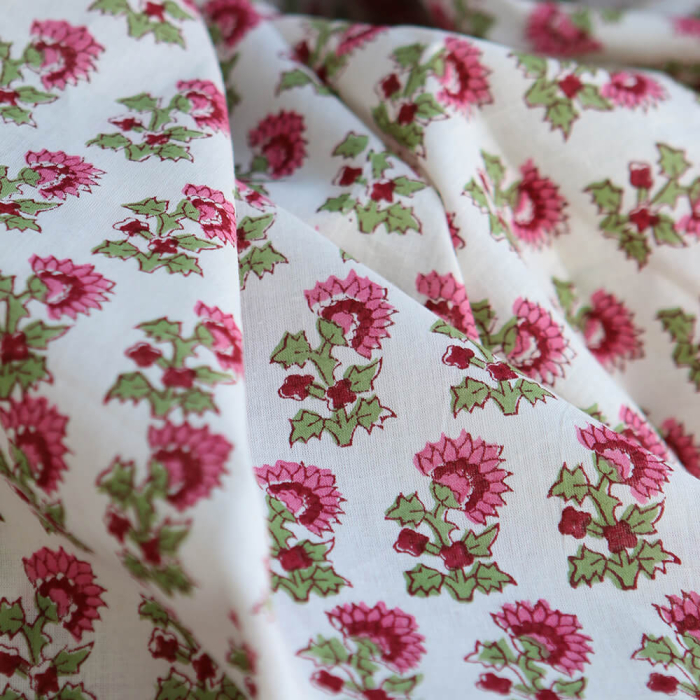 Jamila B - Tissu indien en coton imprimé main Hand Block