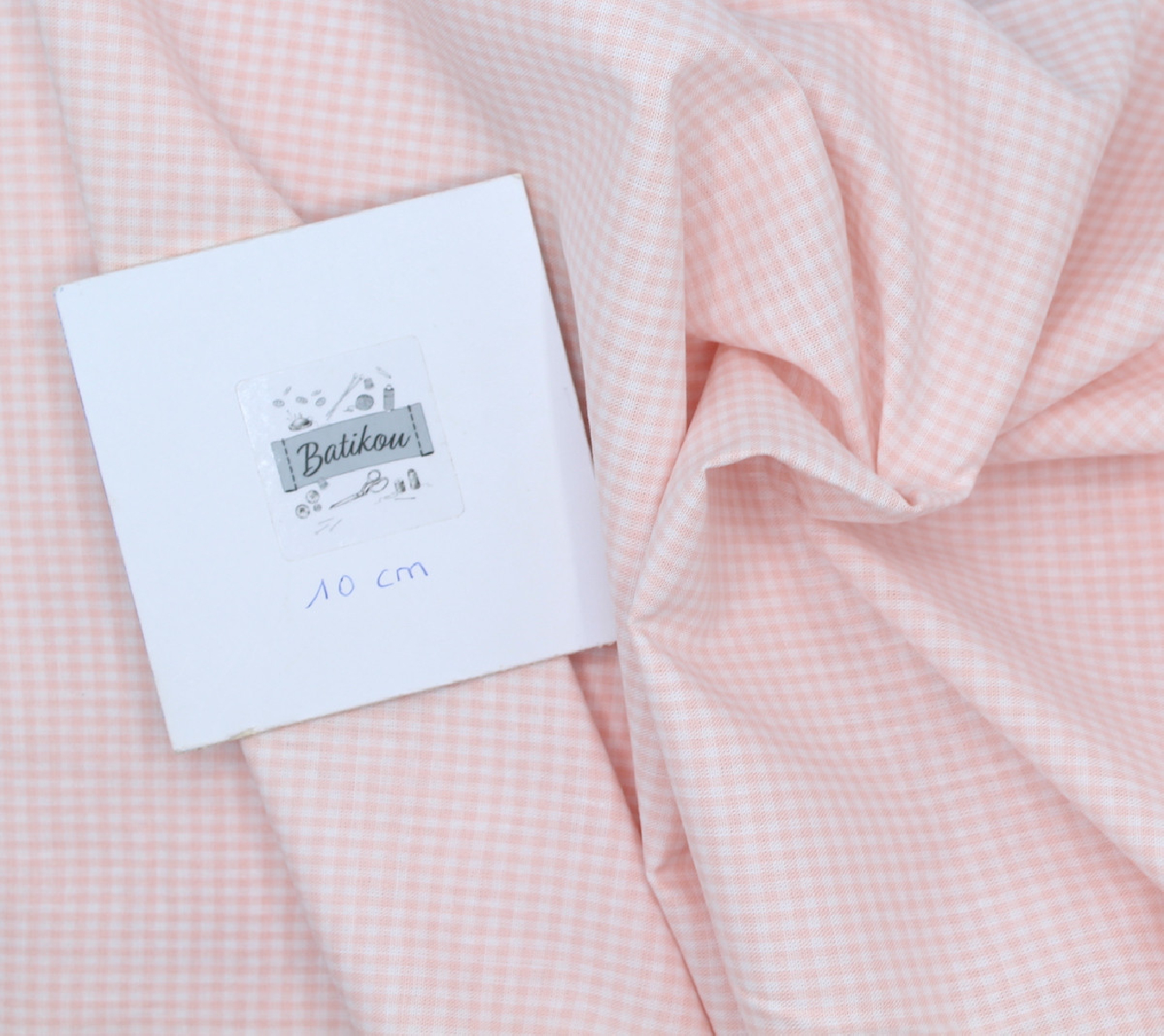 Coton vichy carreaux nude et blanc 2mm