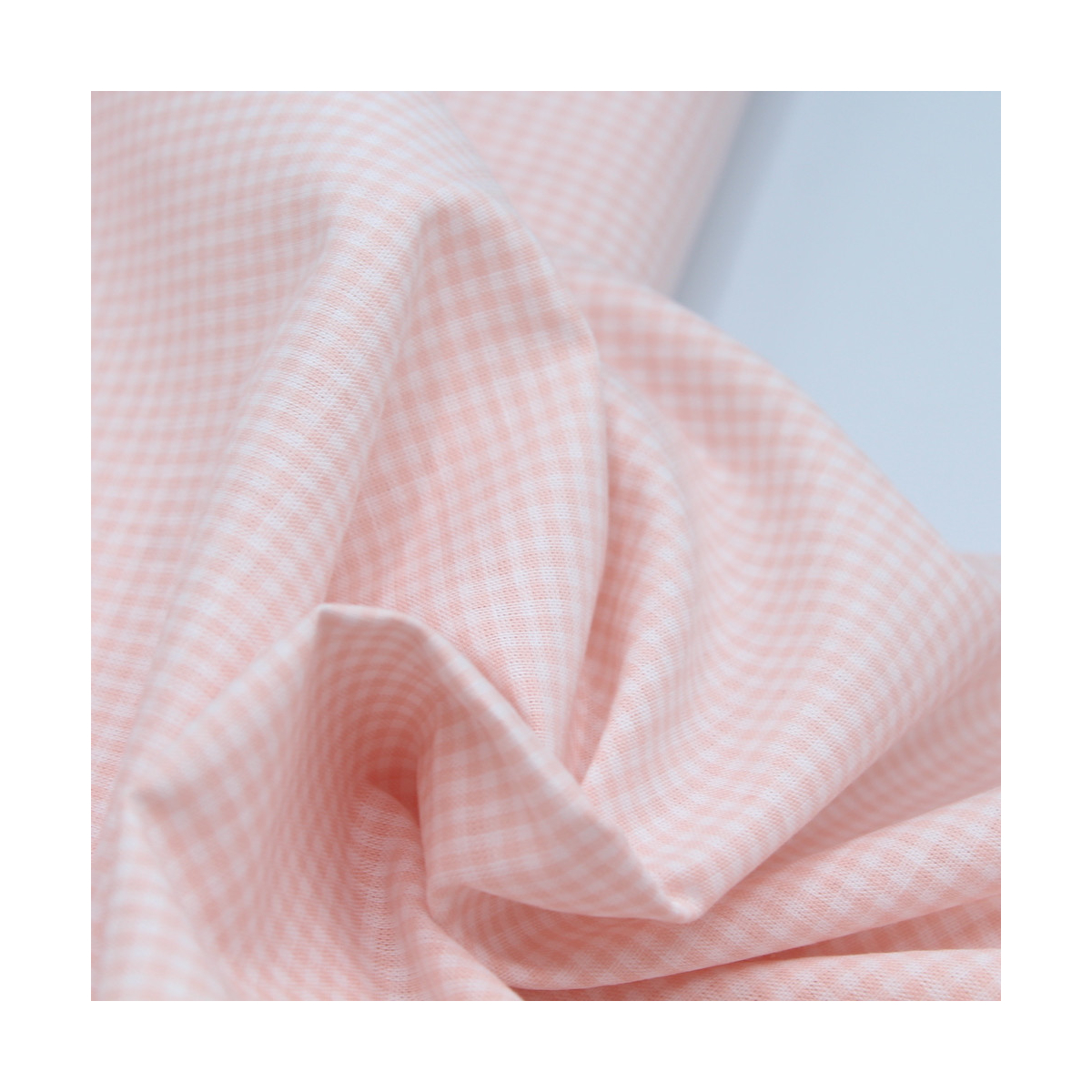 Coton vichy carreaux nude et blanc 2mm