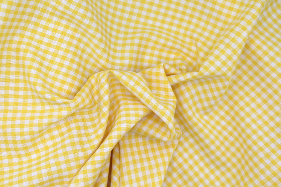 Coton vichy carreaux 10mm jaune citron 2