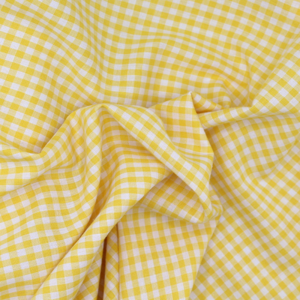 Coton vichy carreaux 10mm jaune citron