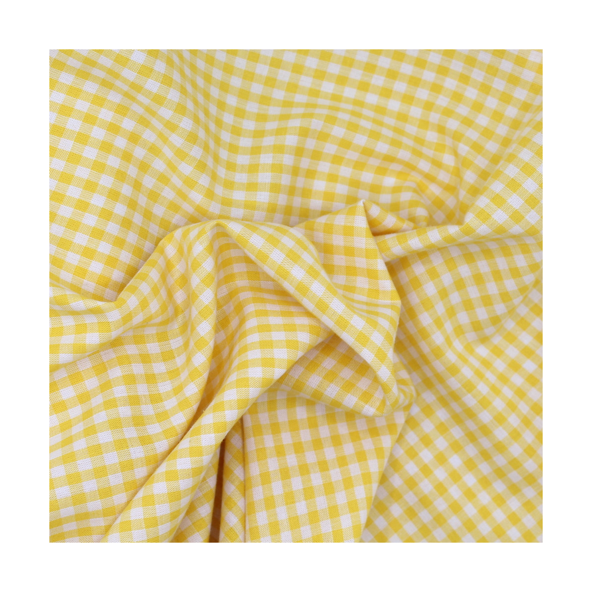 Coton vichy carreaux 10mm jaune citron