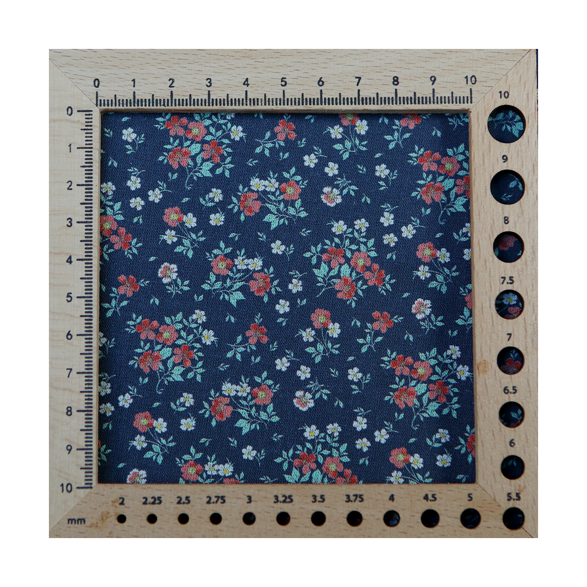 Isaure - Popeline douce coton fleuri bleu marine