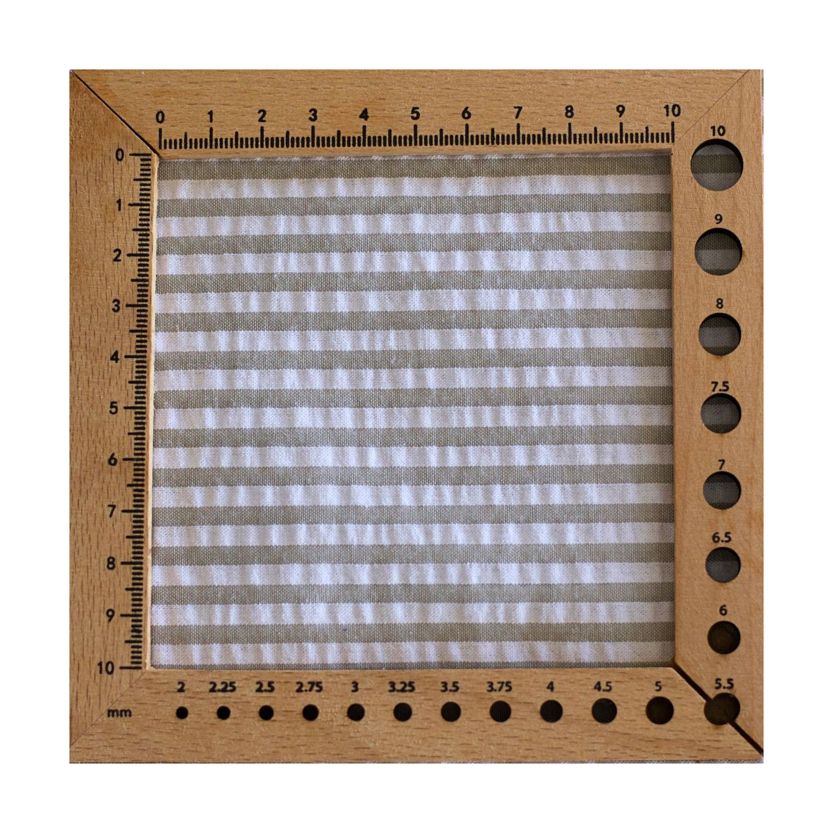 Seersucker / Coton mélangé gaufré rayures kaki clair