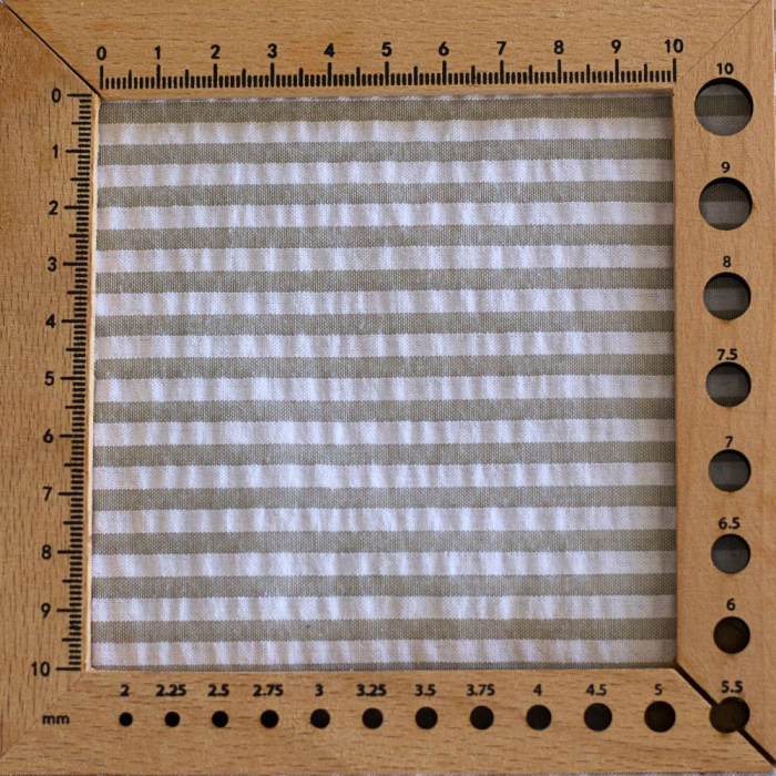 Seersucker / Coton mélangé gaufré rayures kaki clair