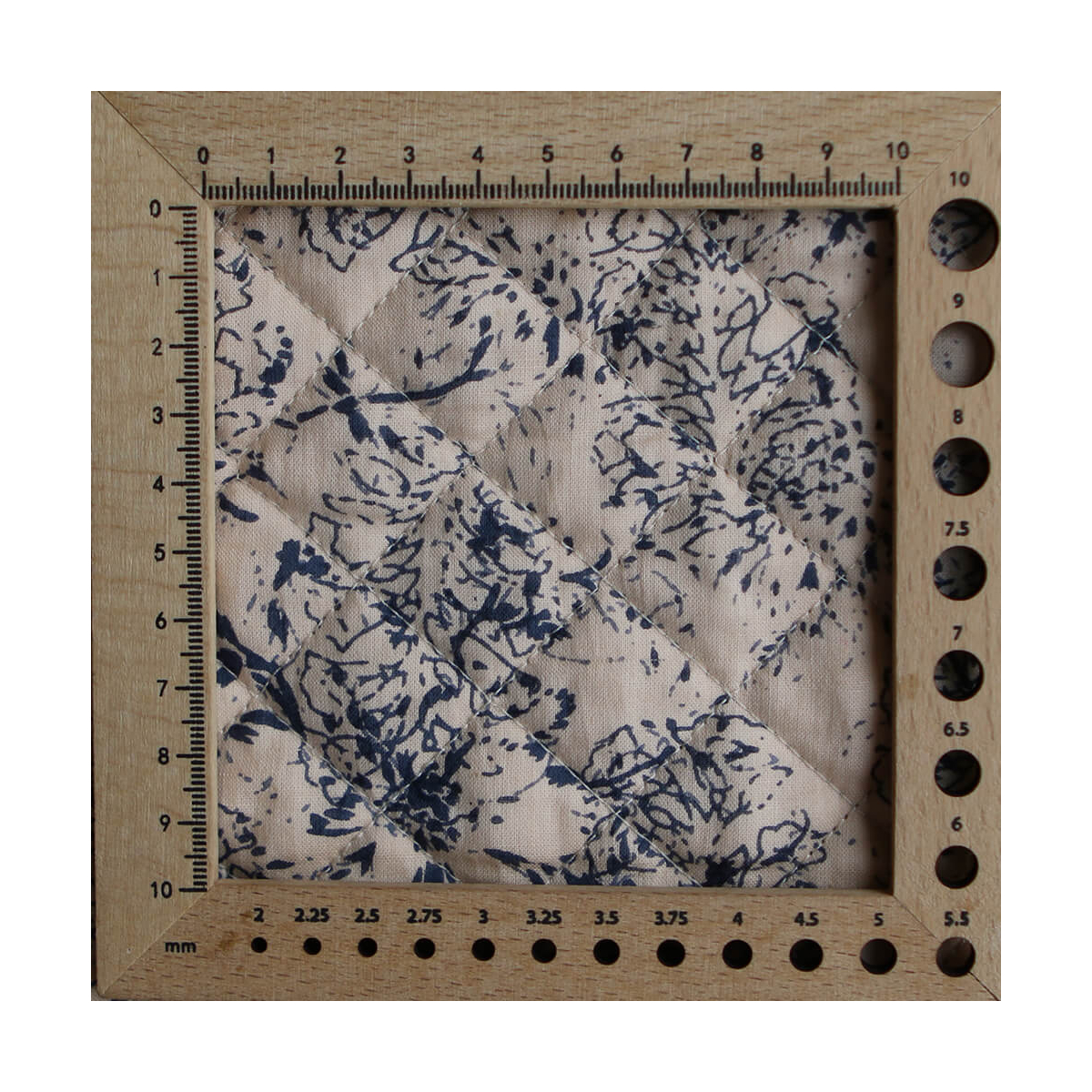 Anjali bleu - Tissu indien matelassé double face coton hand block largeur 100cm