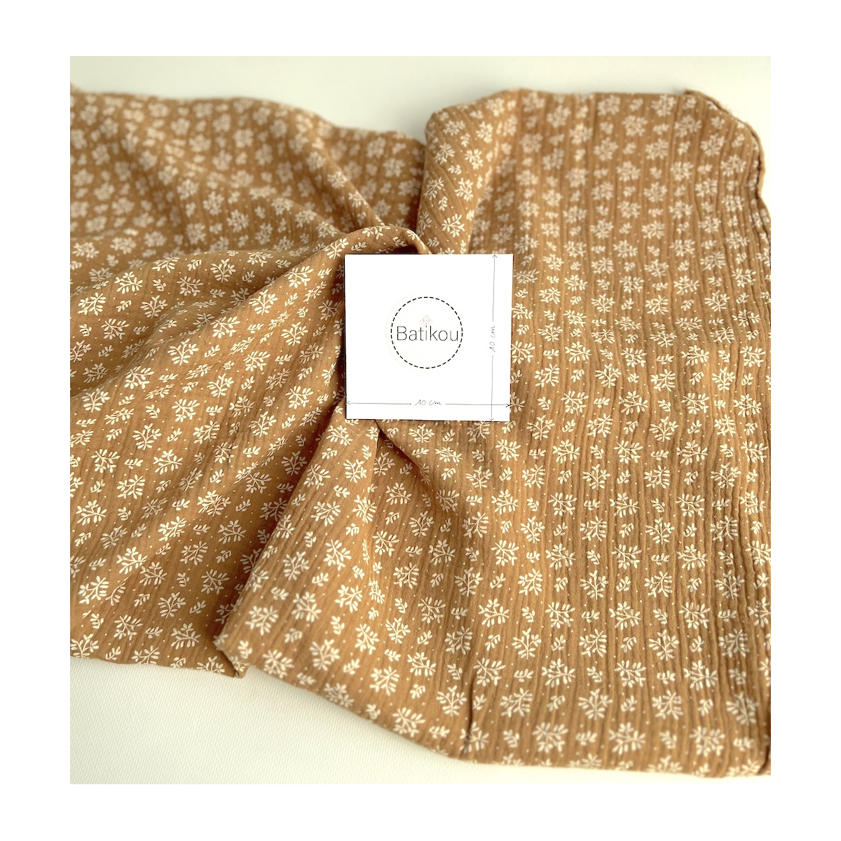 Double gaze de coton Meesya fond camel à motifs Batikou - 4