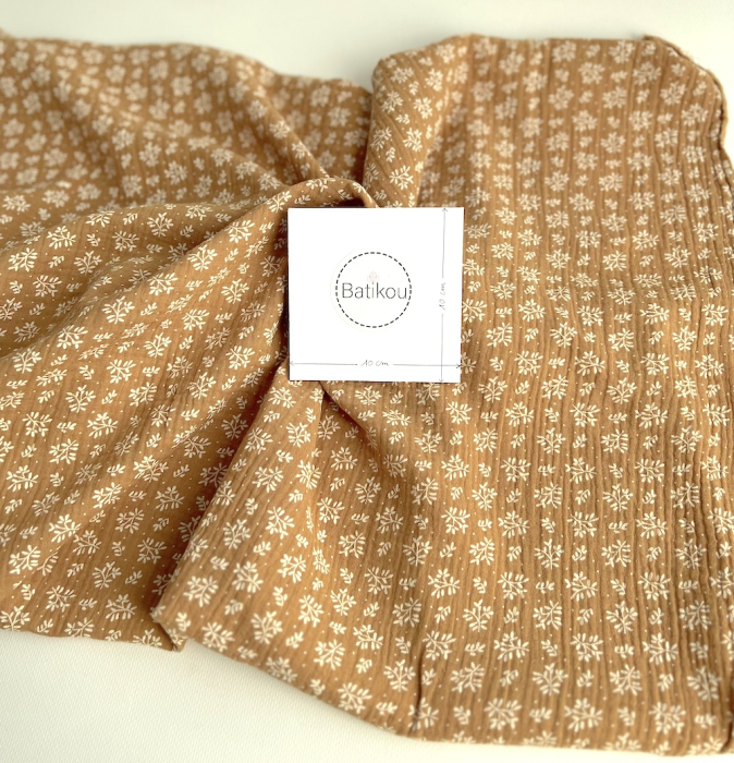 Double gaze de coton Meesya fond camel à motifs Batikou - 4