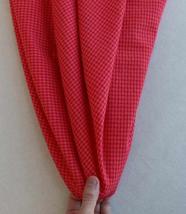 Seersucker / Coton gaufré vichy mini 3mm pastèque