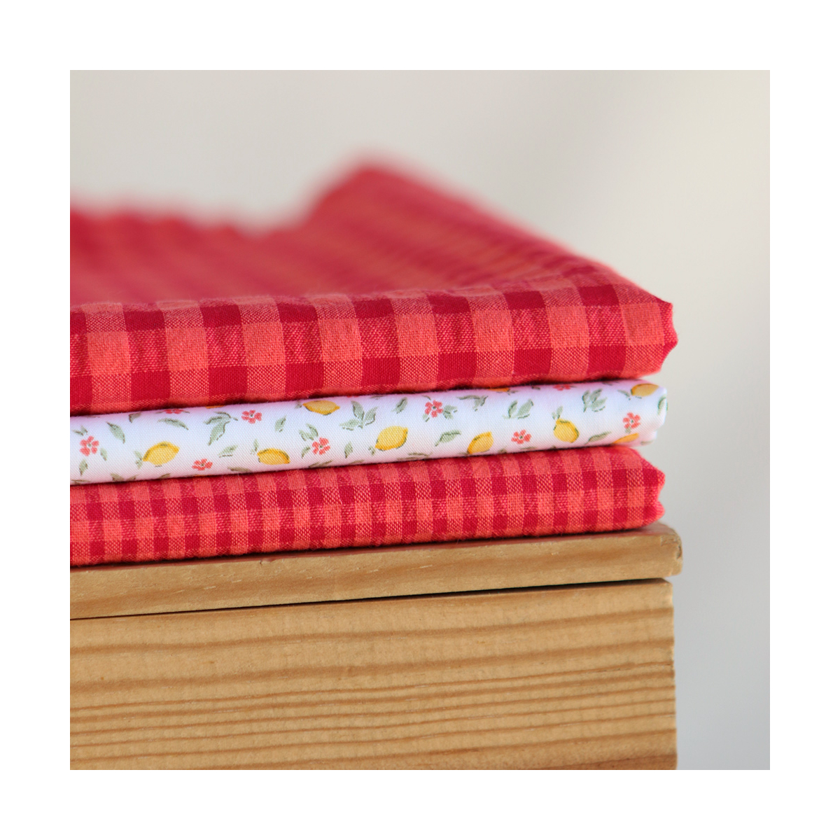 Seersucker / Coton gaufré vichy mini 3mm pastèque