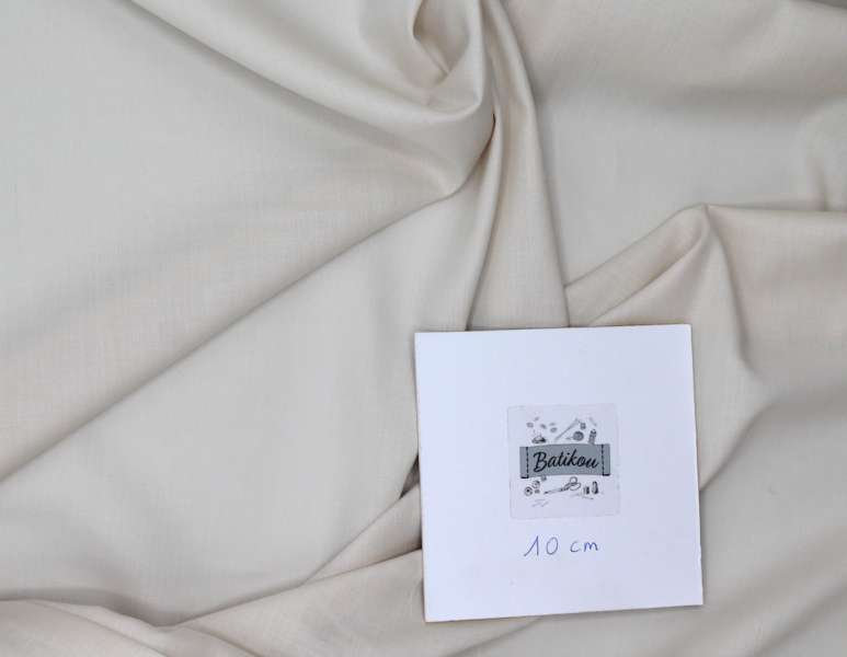 Voile de coton organique uni coloris crème Tissus issus de l'agriculture biologique  - 1 2