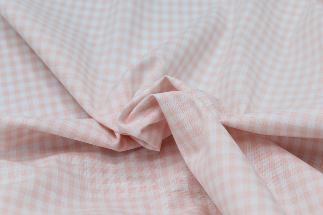 Coton vichy carreaux nude et blanc 5mm