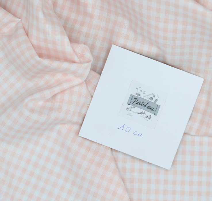 Coton vichy carreaux nude et blanc 5mm