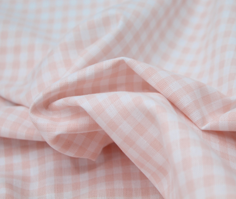 Coton vichy carreaux nude et blanc 5mm