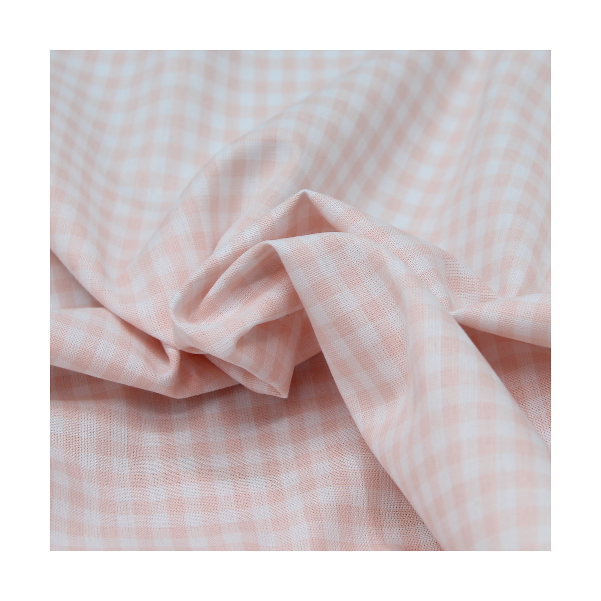 Coton vichy carreaux nude et blanc 5mm