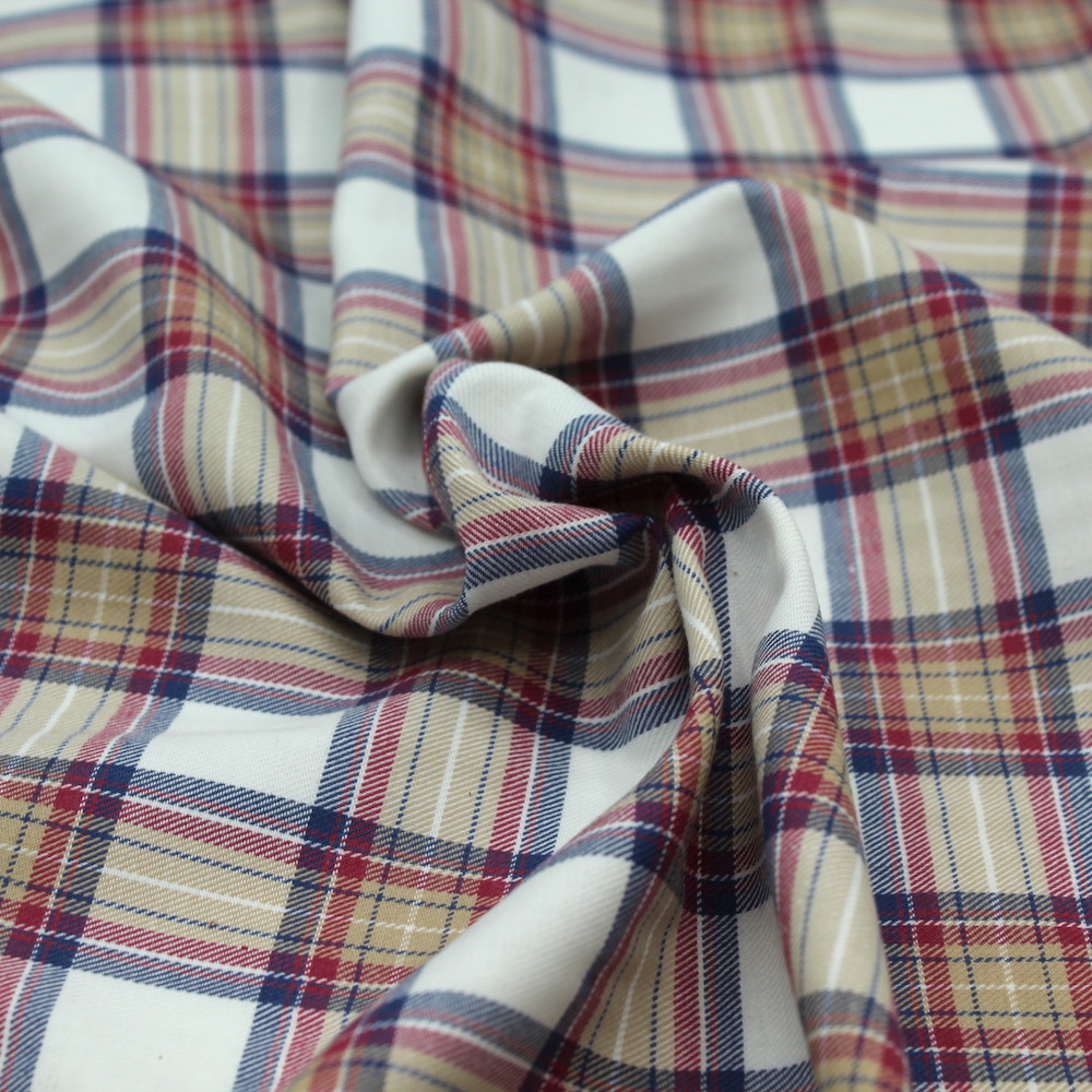 Tissu sergé de coton organique tartan