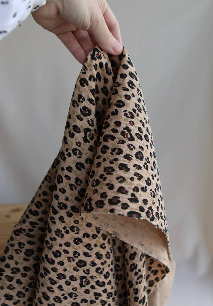 Karli - Double gaze de coton graou fond camel