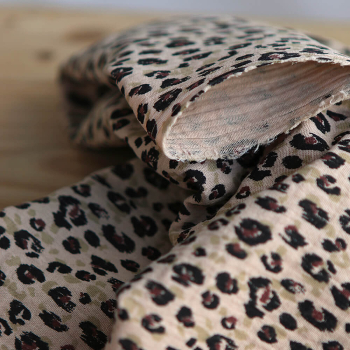 Karli - Double gaze de coton graou fond camel