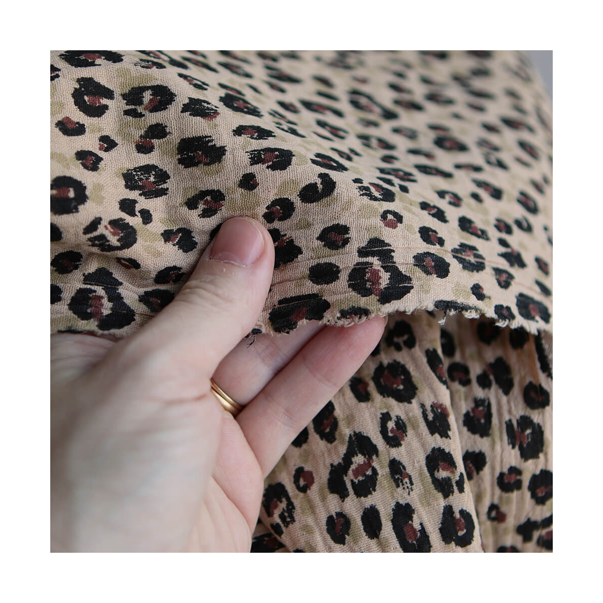 Karli - Double gaze de coton graou fond camel