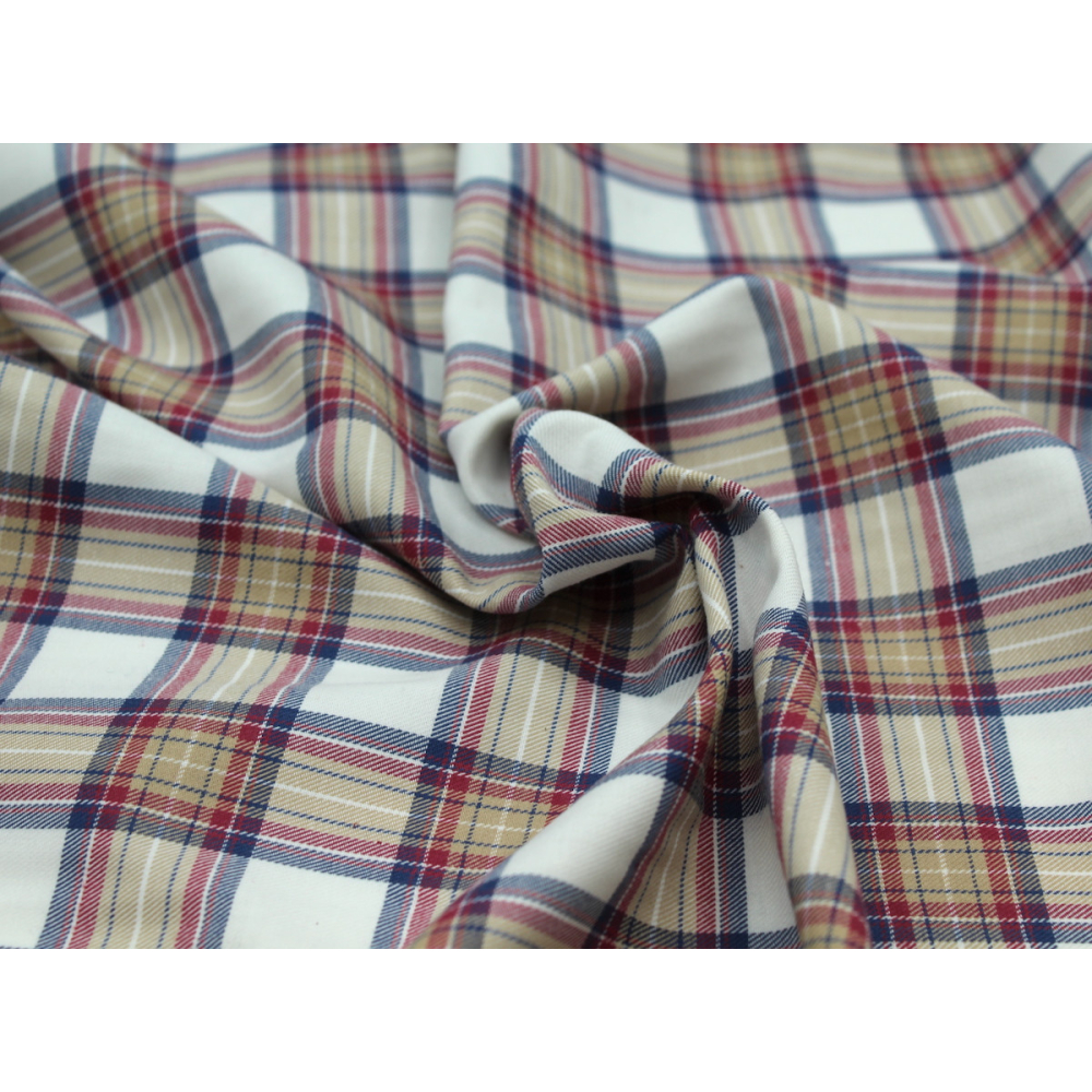 Tissu sergé de coton organique tartan