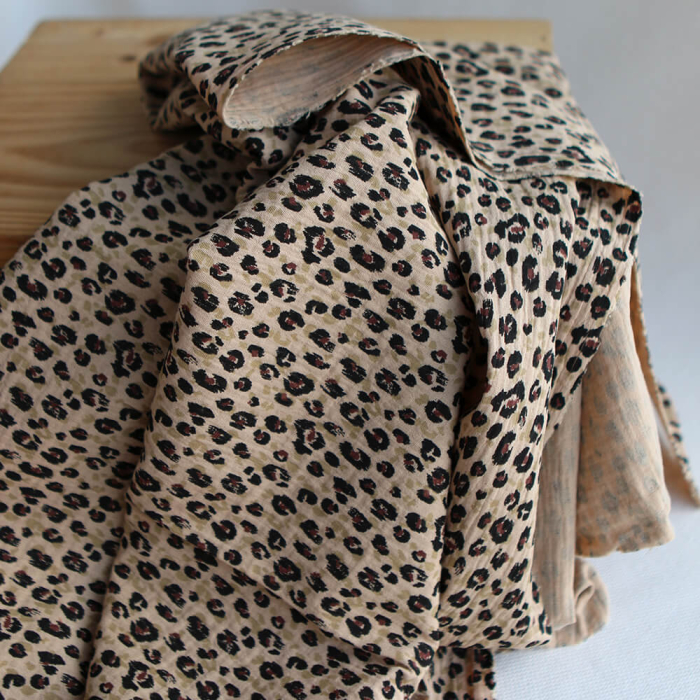 Karli - Double gaze de coton graou fond camel