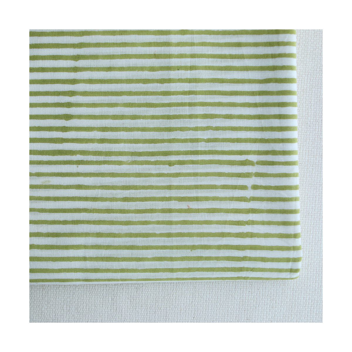 Rayures vert - Tissu indien coton hand block traditionnel