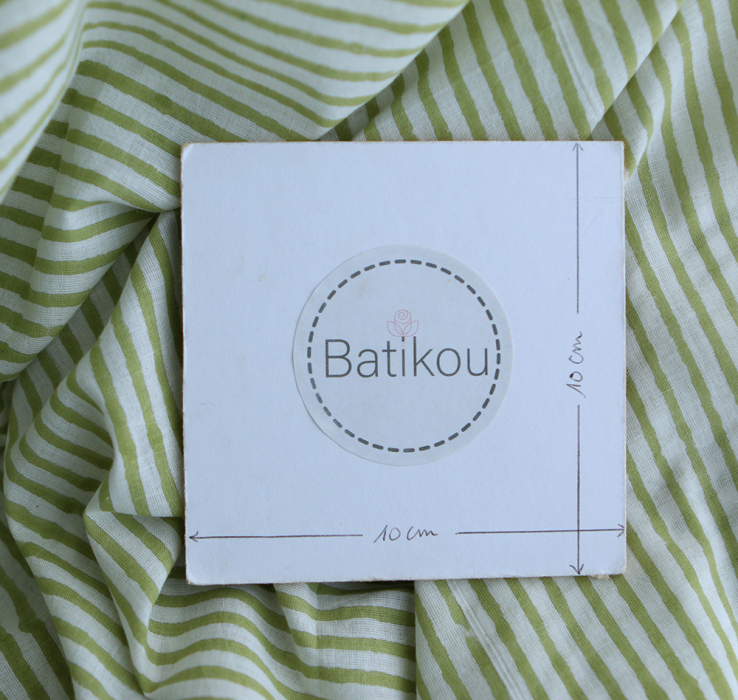 Rayures vert - Tissu indien coton hand block traditionnel