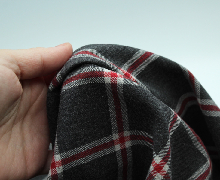 Tissu sergé de coton gratté organique imprimé tartan 2