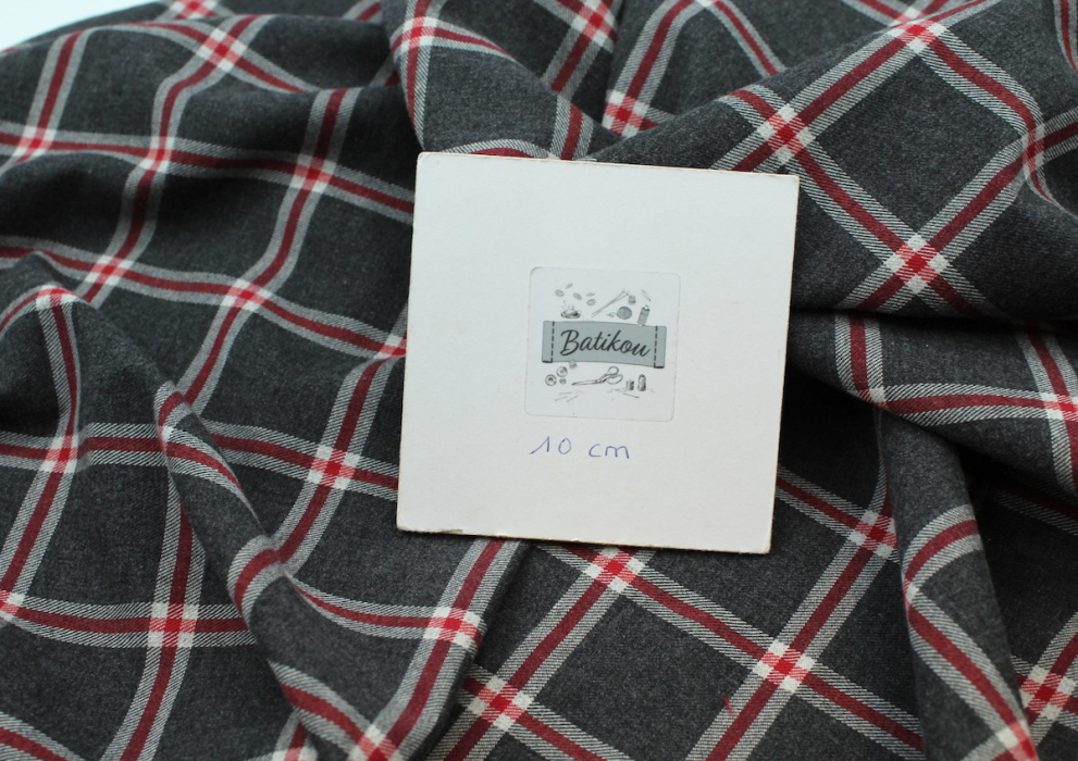 Tissu sergé de coton gratté organique imprimé tartan