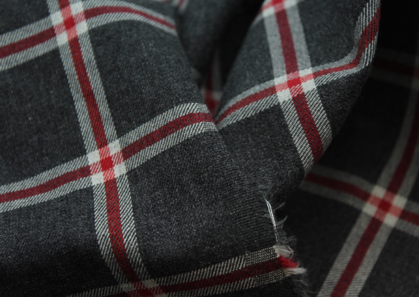 Tissu sergé de coton gratté organique imprimé tartan