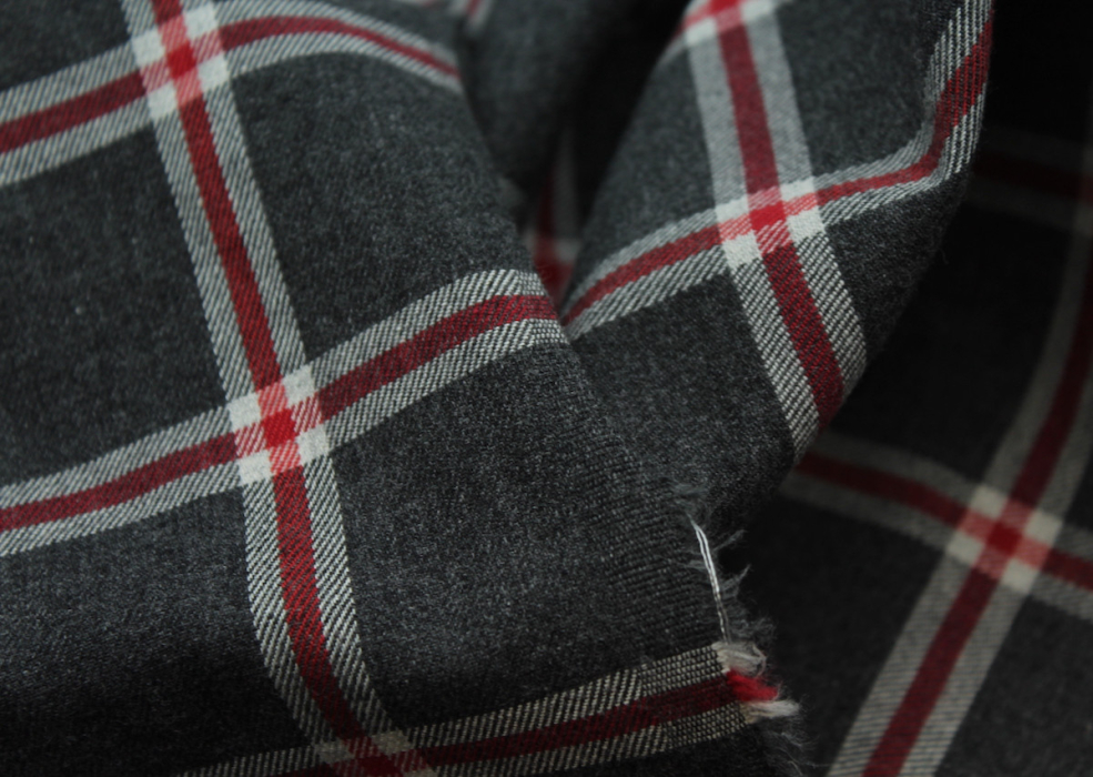 Tissu sergé de coton gratté organique imprimé tartan