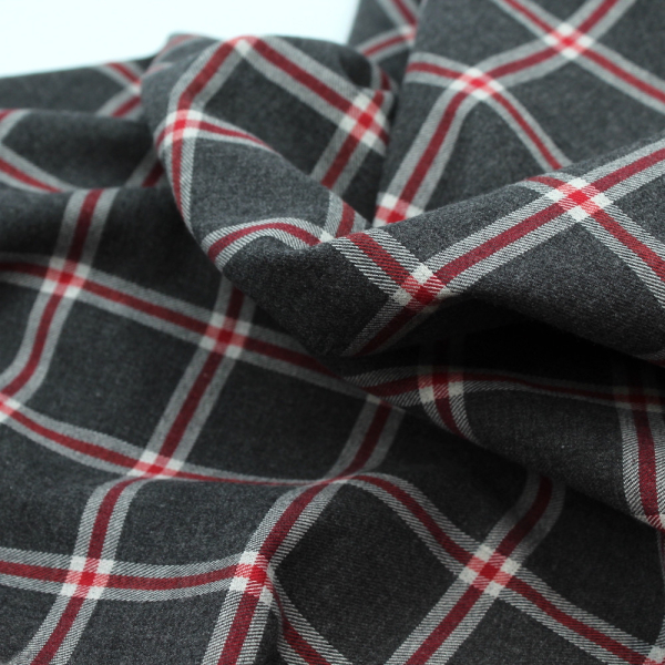 Tissu sergé de coton gratté organique imprimé tartan