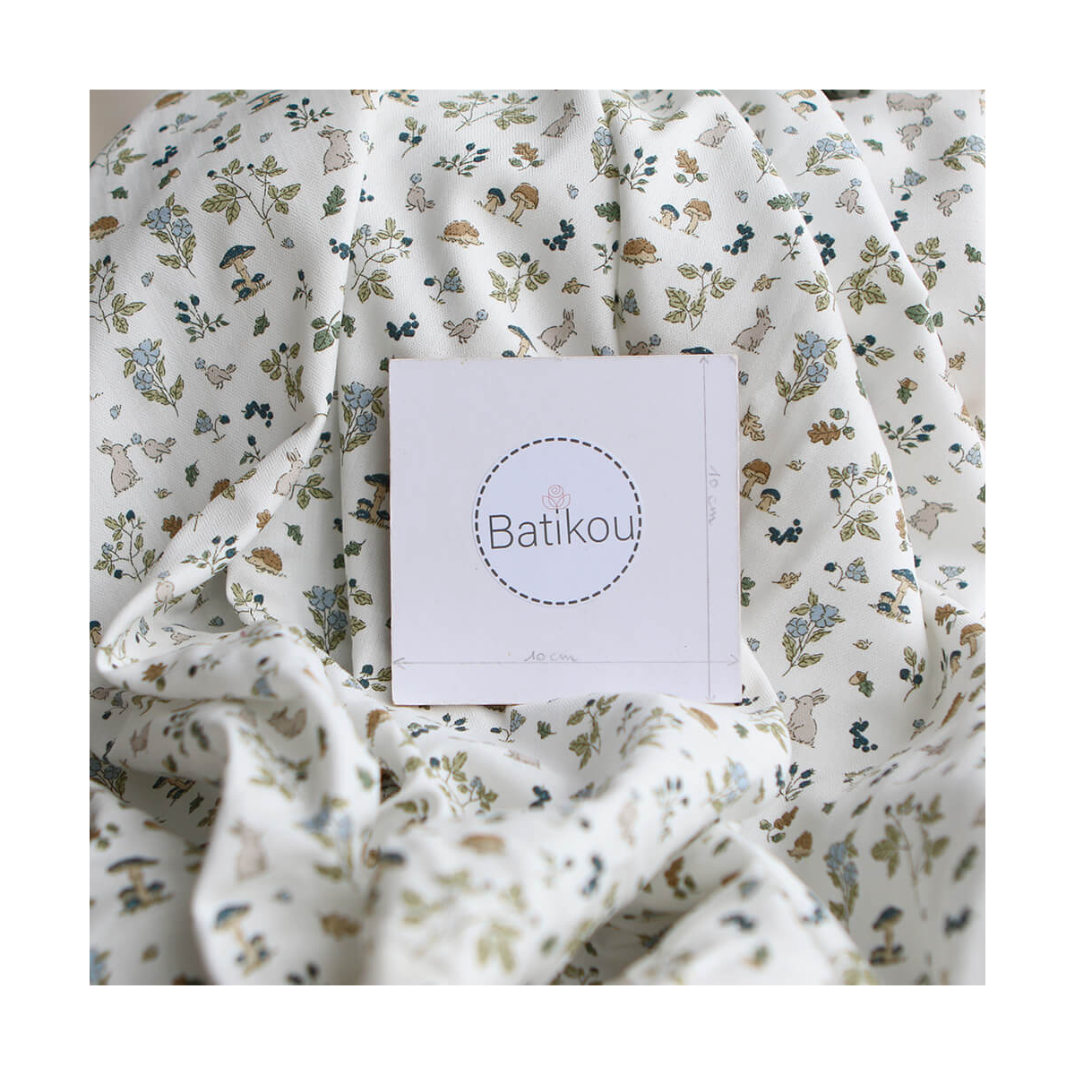 Mousse - Tissu coton texturé imprimé animaux de la forêt bleu