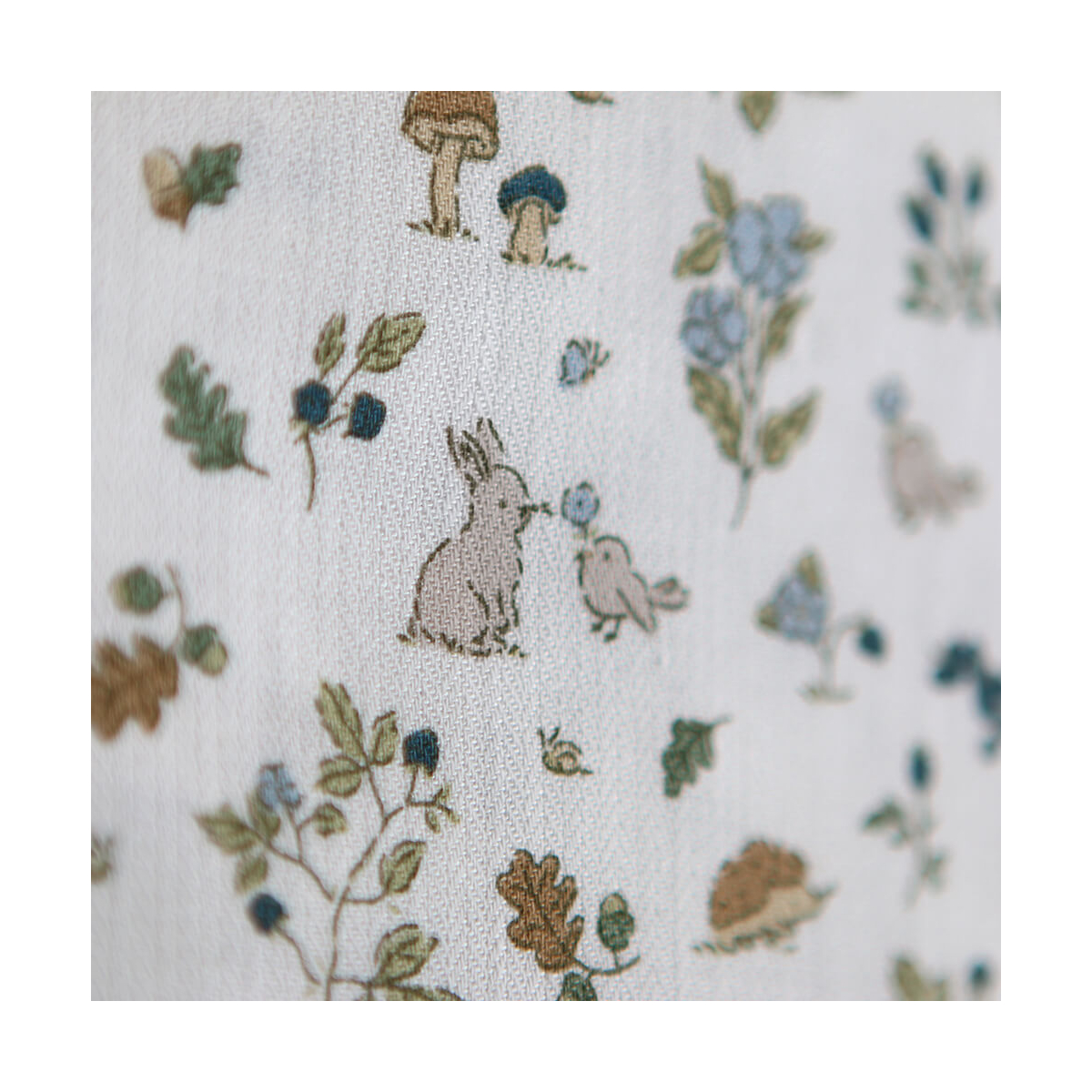 Mousse - Tissu coton texturé imprimé animaux de la forêt bleu