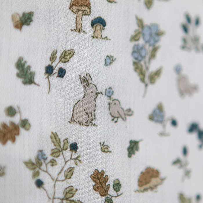 Mousse - Tissu coton texturé imprimé animaux de la forêt bleu