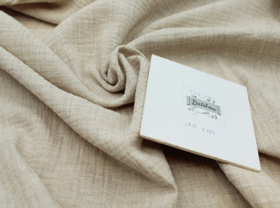 Double gaze de coton BIO chiné coloris beige