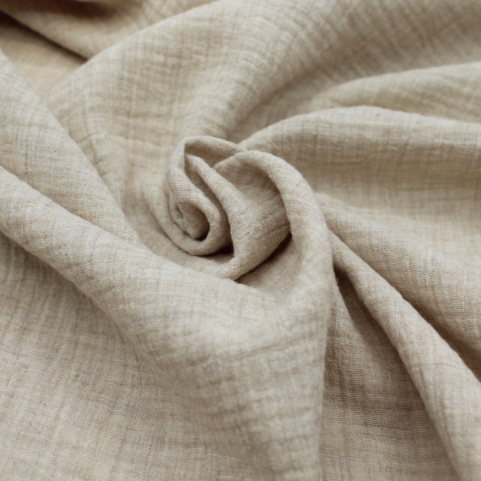 Double gaze de coton BIO chiné coloris beige