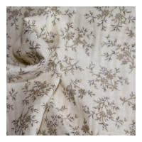 Meriem - Double gaze de coton BIO écru à motifs fleuris