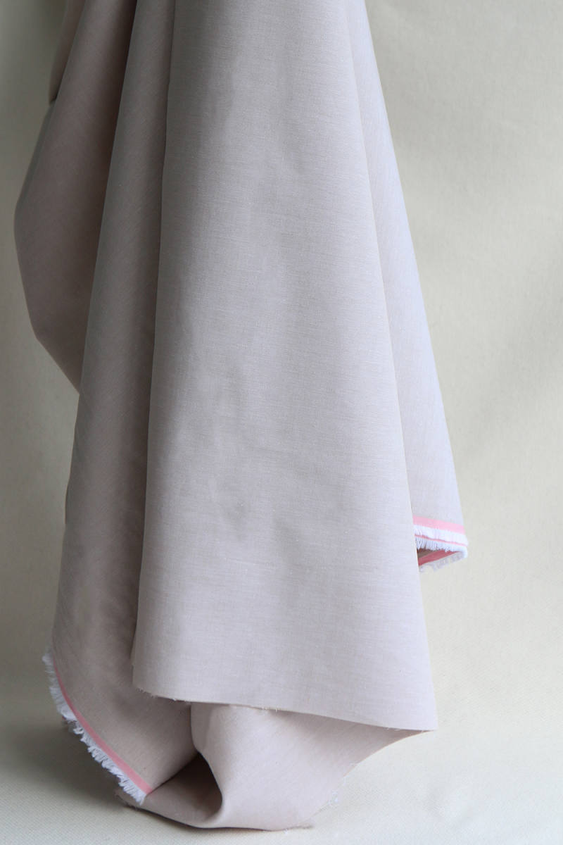 Popeline coton uni chiné effet chambray beige sable