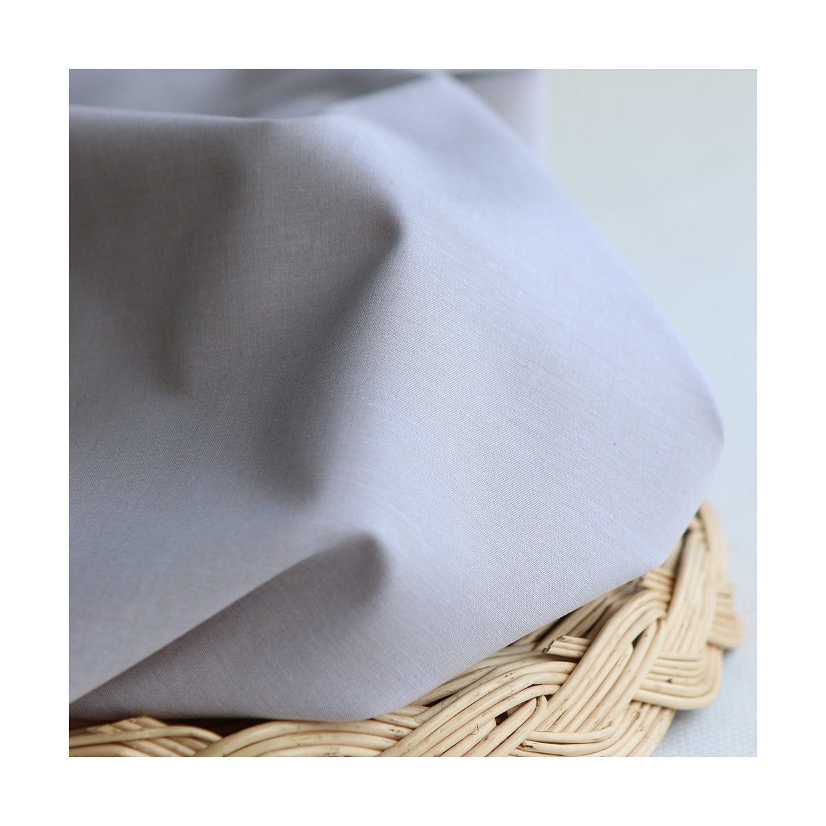 Popeline coton uni chiné effet chambray beige sable