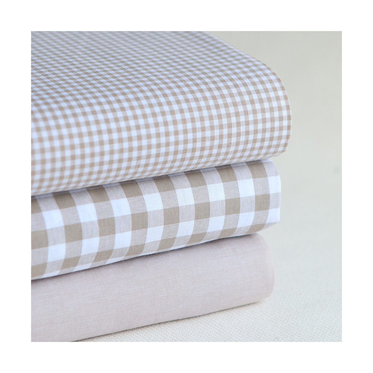 Popeline coton uni chiné effet chambray beige sable