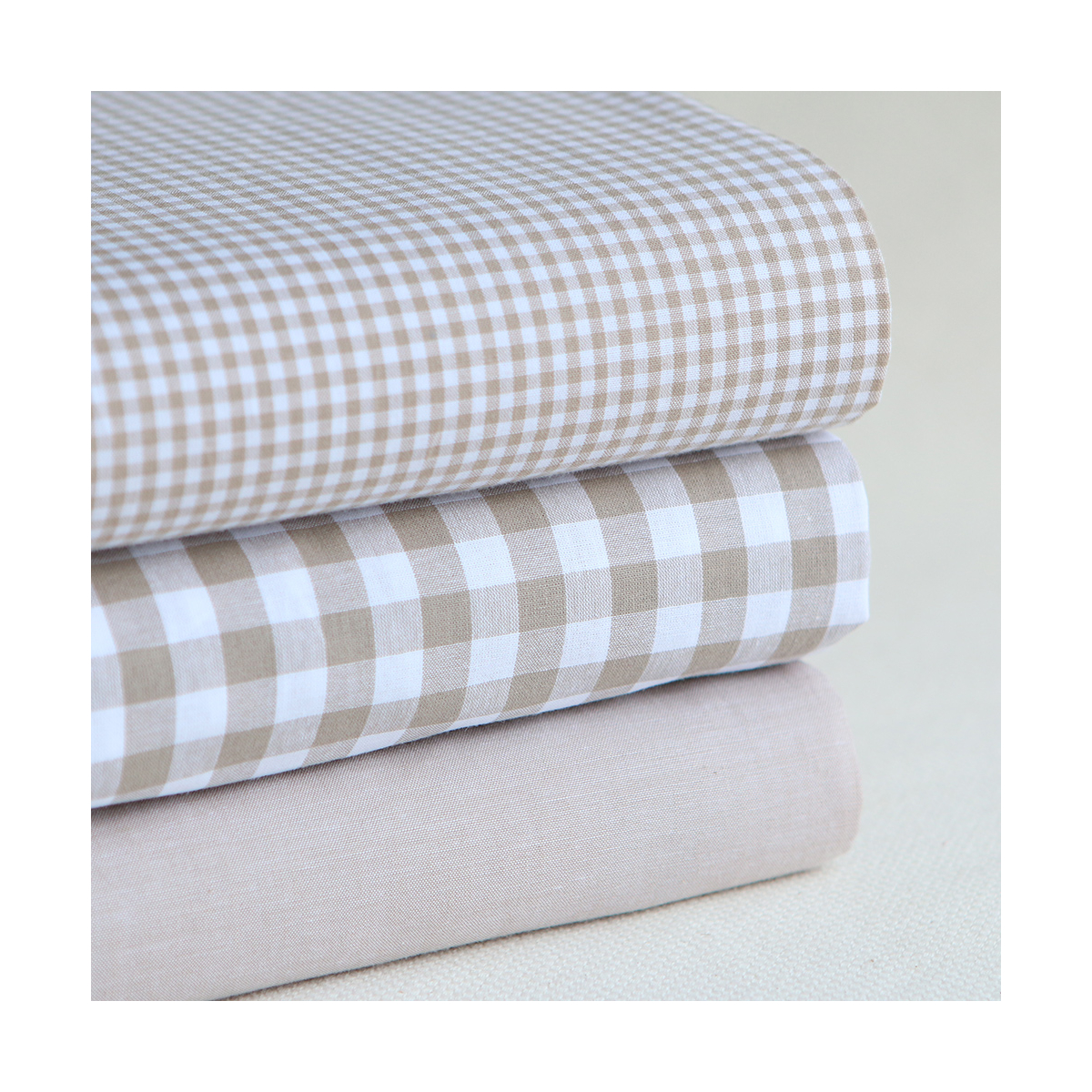 Popeline coton uni chiné effet chambray beige sable